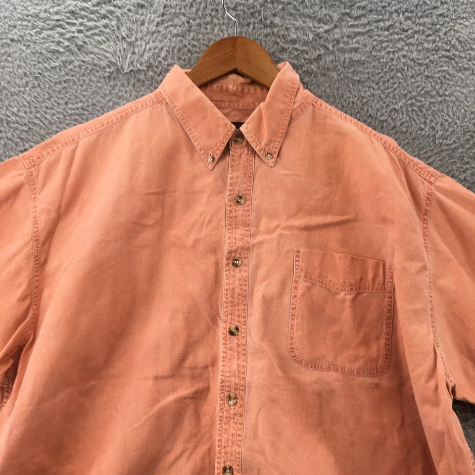 Chester Field Short Sleeve Shirt Mens XL Orange Cotton Button Down Chest Pocket - Image 2 of 4