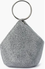 (OLGA BERG) Ellie Crystal Mesh Hand Bag, Silver, BRAND NEW, never used