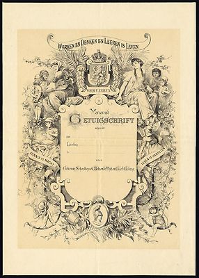 Antiker Meisterdruck - Studienzeugnis - Schule - Ausbildung - 1890