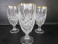 Crystal Iced Tea glasses goblets Dublin Gold Trim GODINGER NIB 4 16 oz stems