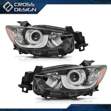 Pair Headlights Clear Lens Fit For 2013-2016 Mazda CX-5 Halogen Headlamps L+R