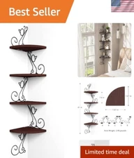 S-Shape 4-Tier Corner Shelf - Elegant Wall Storage for Kitchen, Bedroom, or Bath