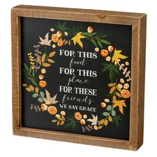 For This Food We Say Grace Primitives by Kathy Harvest Box Sign ~ Friends Home