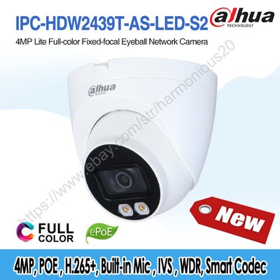 Dahua 4MP HD Full-Color Eyeball IP Camera Warm Light Mic IPC-HDW2439T-AS-LED-S2