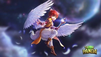Anime girls wings fantasy girl taichi panda video Gaming Mat Desk Pad