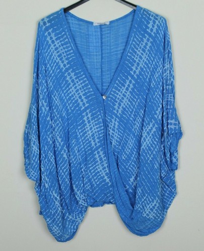 Ladies Lagenlook Quirky Tie Dye Stripe Print Oversized Unusual Wrap Twisted Top - Picture 17 of 17