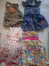 Lot Of 4  3- Brand Name Dresses 1- Bib Overalls  3T EC