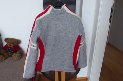 Damenjacke Wolljacke Almgwand Modell Engelspitze grau wollweiß rot Gr. 42 - Bild 2 von 4