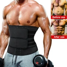 Mens Sauna Body Shaper Sweat Waist Trainer Band Fat Burner Trimmer Belt Girdle