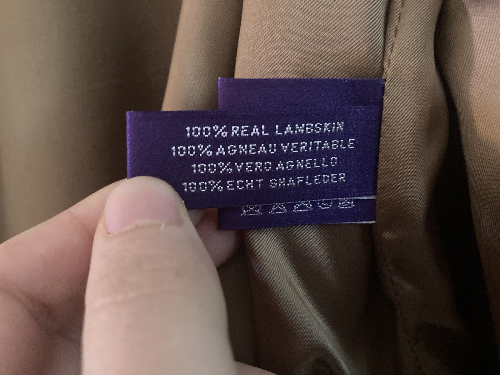 Ralph Lauren Purple Lable Lamb Skin Jacket Camel Zip Rich Really Nice! image 8