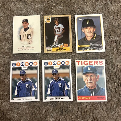 Jim Leyland 6 different baseball cards various year brand MLB Tigers Pirates HOF