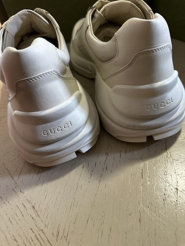 New Gucci Men Leather Rython Dirty mouth Sneakers Ivory 15 US/14 UK 552089 - Picture 9 of 11