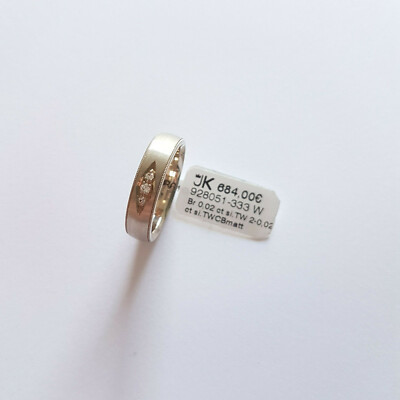 333 Gold Ring with Three Brilliants 0.04ct. Si/TW size 54 made in Germany