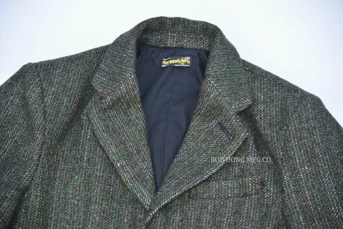 BOB DONG Tweed Jacket Blazer Vintage Country Striped Wool Sport Coat For Men - Picture 6 of 12