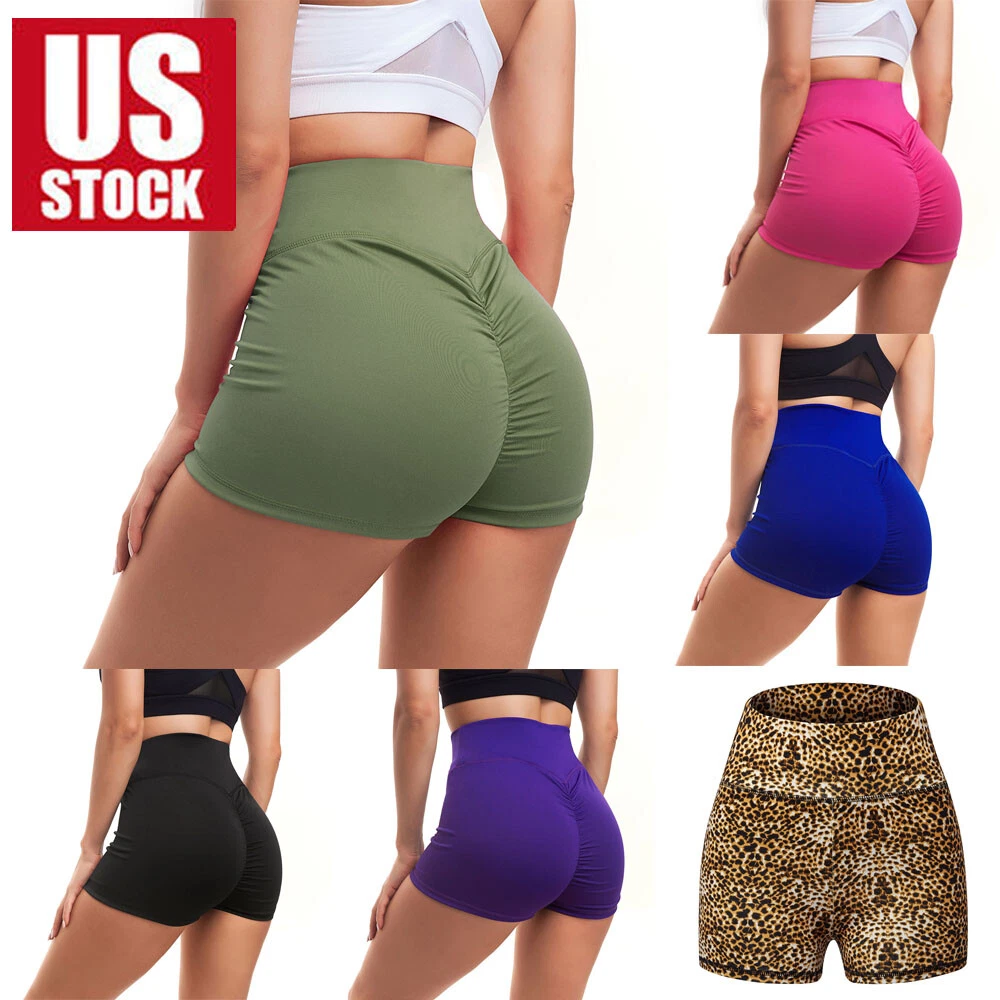 Womens Yoga Shorts Booty Casual Cotton Shorts Seamless Sport Mini Short  Pants US