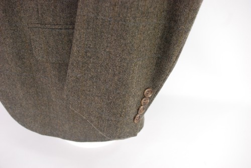Samuelsohn 2Btn Taupe Blue Tan Check Flannel Italian Wool Sport Coat 42R - Picture 3 of 9