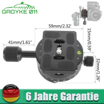 Universal Schnellwechselplatte Klemme Arca Swiss 360 Grad Panoramarootation 1/4''