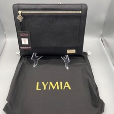 NWT LYMIA Get To Work 11 in Portfolio in En Pointe Black Full Grain Leather Gold