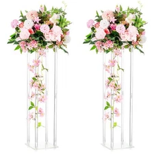Inweder Acrylic Vases Wedding Centerpieces for Tables - 2 Pcs Clear Column Fl...