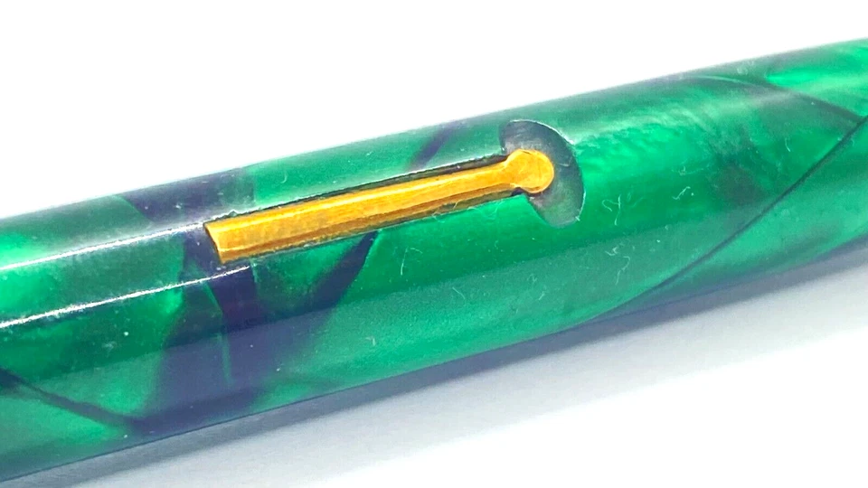 JUEGO PLUMA ESTILOGRÁFICA ONOTO Nº 14 VINTAGE EN VERDE BRILLANTE 14K MEDIANA NUEVA EN CAJA AUSTRALIA Foto 3 de 4