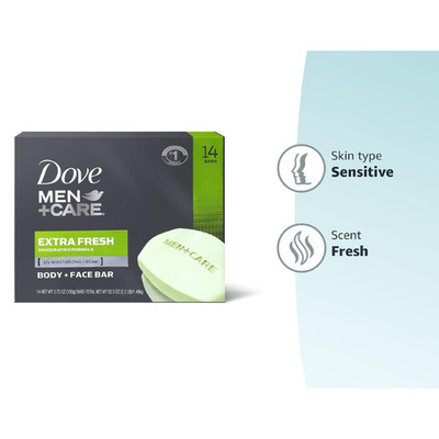 Dove Men+Care Bar 3 in 1 Cleanser for Body, Face and Shaving Extra Fresh 14 Bars