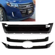 For Ford Edge 2011-2014 Front Grill Uppercenterlower Glossy Black Grille Set