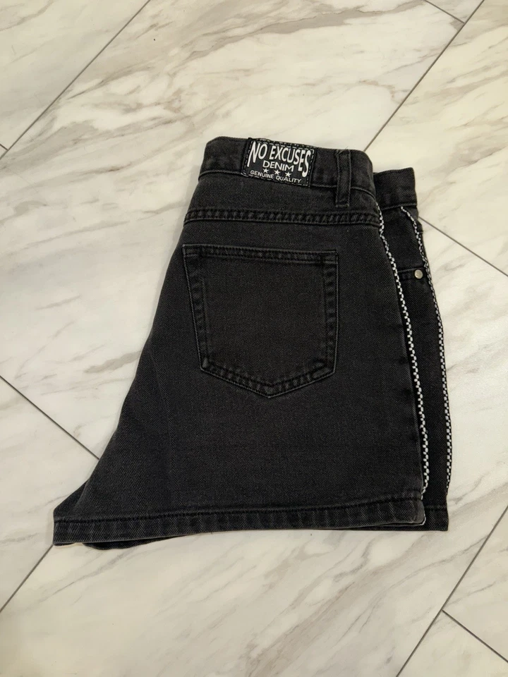 Pantalones cortos de mezclilla vintage No Excuses para mujer talla 13/14 negros grunge Y2K años 90 Foto 3 de 4