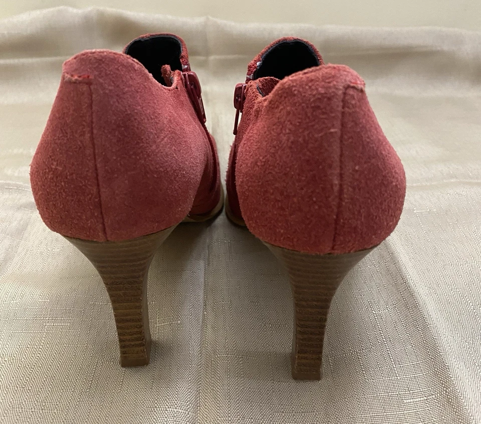 Wanterd Red Westren Suede Leather Stiletto Ankle Boots Shoe Bootie Cowgirl 7 - Image 3 of 4