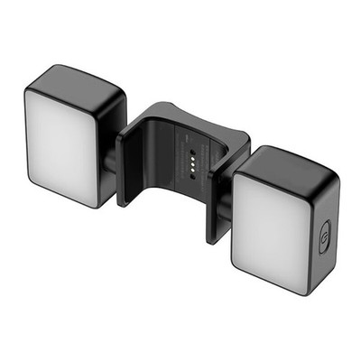 Clip-On Double Video Light with Charging Dock for Selfies and Tabletop