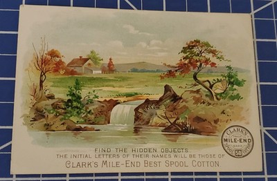 c1890s - Find the Hidden Pictures Puzzle - Clark's Thread Trade Card Postcard
