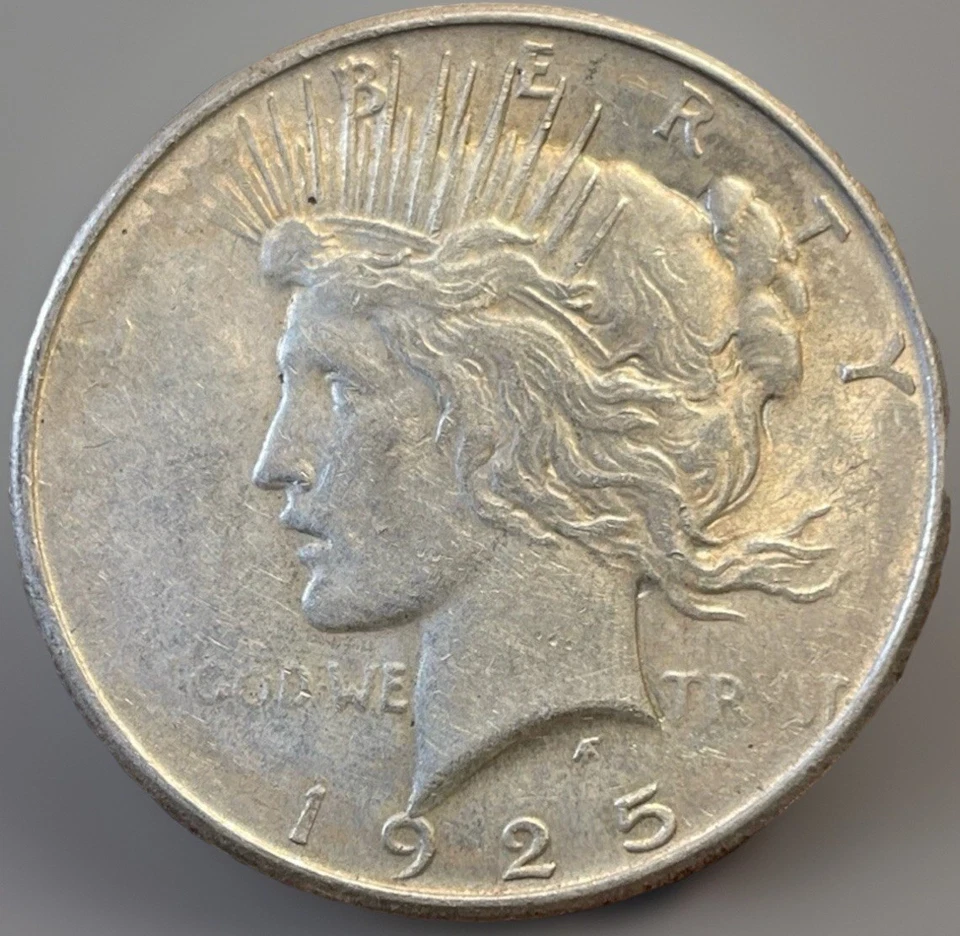 NICE!! 1925 Peace Dollar Struck Through Grease Mint Error! Obv. See Pics! PD-002 - Image 2 of 3