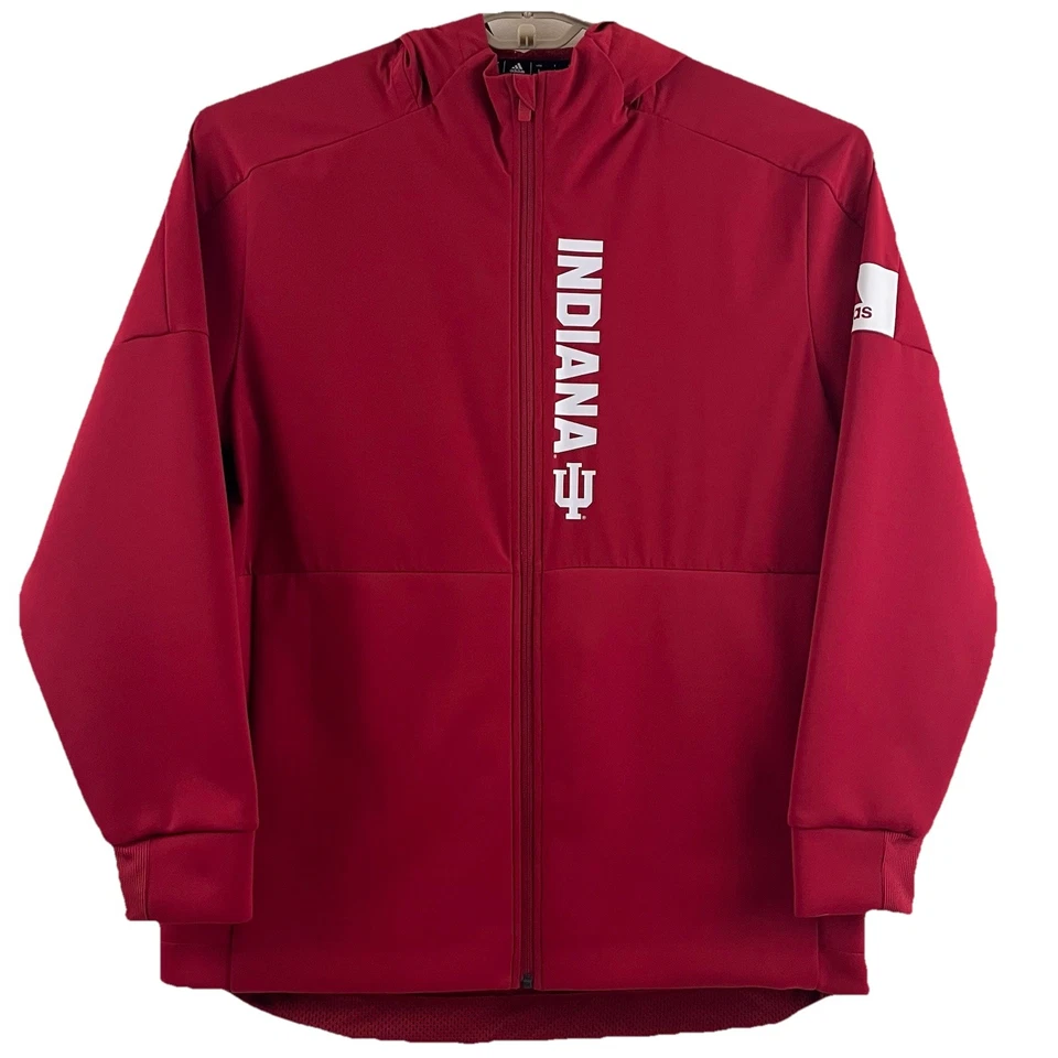Indiana Hoosiers IU Adidas Equipo Jugador Emitido Cremallera Completa Malla Forrada Chaqueta Roja Foto 2 de 4