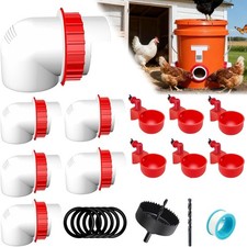 6-Port DIY Chicken Feeder and Waterer Kit, No-Waste Automatic Gravity Poultry Fe