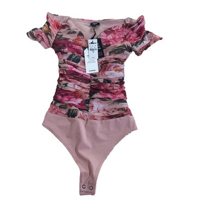 Express Multicolor Floral Ruched Bodysuit Size XS NWT