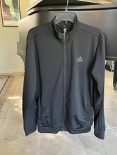 ADIDAS MEN'S ESSENTIALS 3 STRIPES TRICOT TRACK JACKET BLACK H46101 GUC Size M