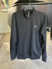 ADIDAS MEN'S ESSENTIALS 3 STRIPES TRICOT TRACK JACKET BLACK H46101 GUC Size M