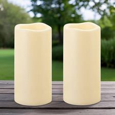 4" X 8" Large Waterproof LED Candles with Timer, Battery Operated Outdoor Flamel