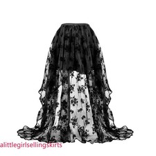 Lace Steampunk Gothic Skirt Corset Dress Front Short Back Long Tulle Skirt Party