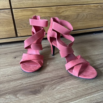 Sandalen High Heels Pumps Riemchen - Farbe Corall Hell Rot Gr.40 - Graceland