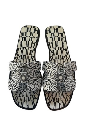 Hermes Oran Sandalen Schwarz Weiß Ltd Edition UK 3 36 UVP 750£ NEU Karton Paperbag