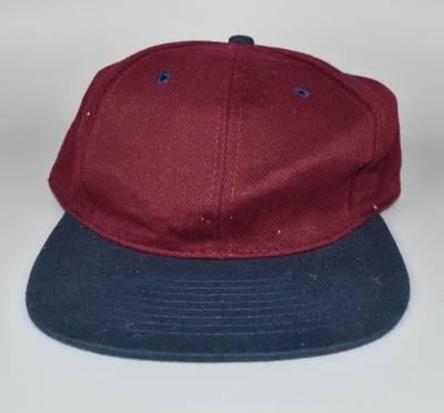 Vintage Headmost Blank Maroon & Navy Snapback Cap Hat