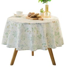 Spring Summer Green Flower Print Tablecloth, Farmhouse Linen Table Cloth Wash...