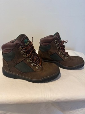 Timberland Boys Field Boots Size 2.5 Brown and Green (Beef & Broccoli) 44792