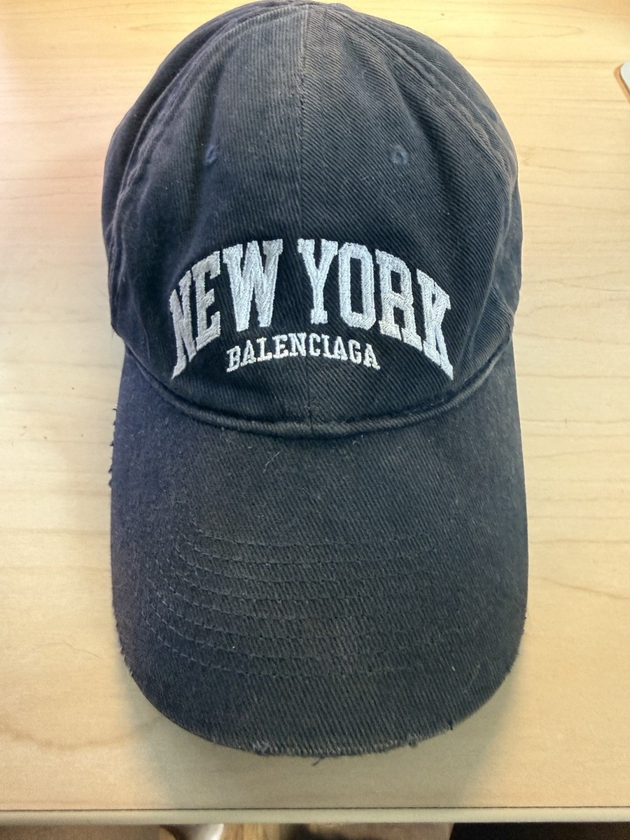 Balenciaga Blue 100% Cotton New York Embroidered Baseball Cap One