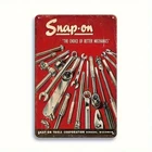 2D Flat, 1pc Vintage Garage Tin Metal Signs - Snap-On Tools Retro Mechanic Shop