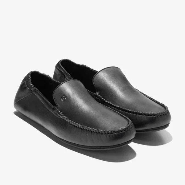 cole haan shoes gentlmens travel slipper loafter shoe size 9.5 leather black