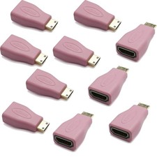 High-Speed Mini-HDMI Male to HDMI Female Adapter Couple - 10pcs 1080P , Pink