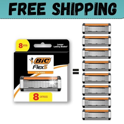 12/8 Refill Bic Flex 5 Refillable Razor Cartridges for Men Smooth & Comfortable