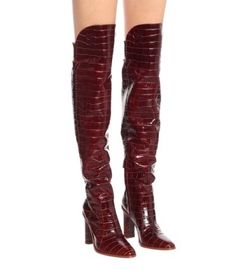 NIB Max Mara Beboot Knee-High Leather Boots Dark Brown Size EU 36 $1365