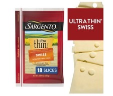 Sargento Ultra-Thin Swiss Cheese, 18 count, 6.84 oz (2 Pack)